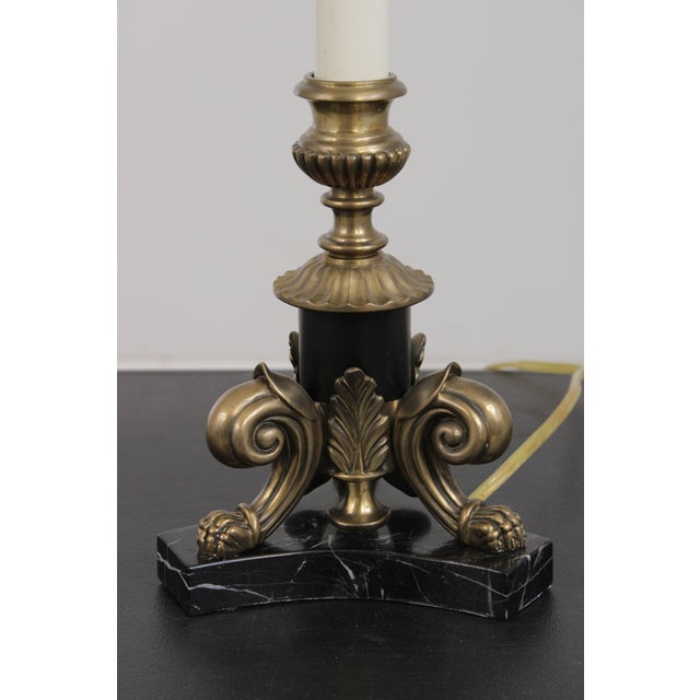 1990s Pair of Bronze Empire Style Candestick Lamps For Sale - Image 12 of 12