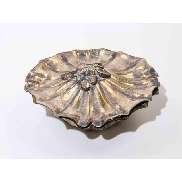 Silver-Plated Covered Bonbon Dish in Floral Form, 1950s For Sale - Image 3 of 5