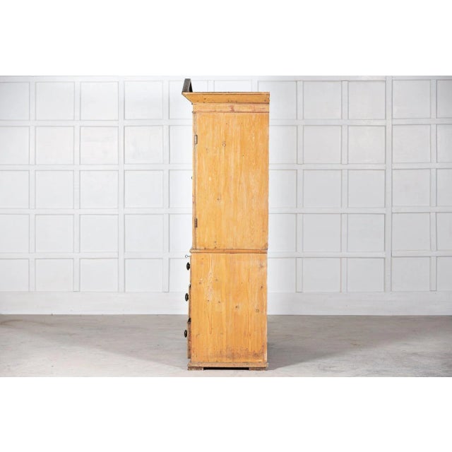 Pedimented English Pine Linen Press, 1870s For Sale - Image 9 of 13