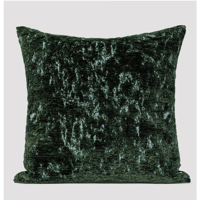 Textile Sage Green Distressed Velvet Pillow – Timeless Texture For Sale - Image 7 of 8