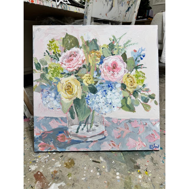 Impressionist Ballet Pink Bouquet Expressionism Acrylic Painting For Sale - Image 3 of 11