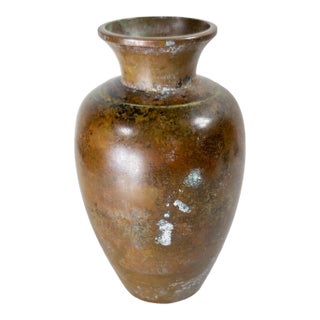 Mid-Century Japanese Asian Modern Bronze Vase With Patina For Sale