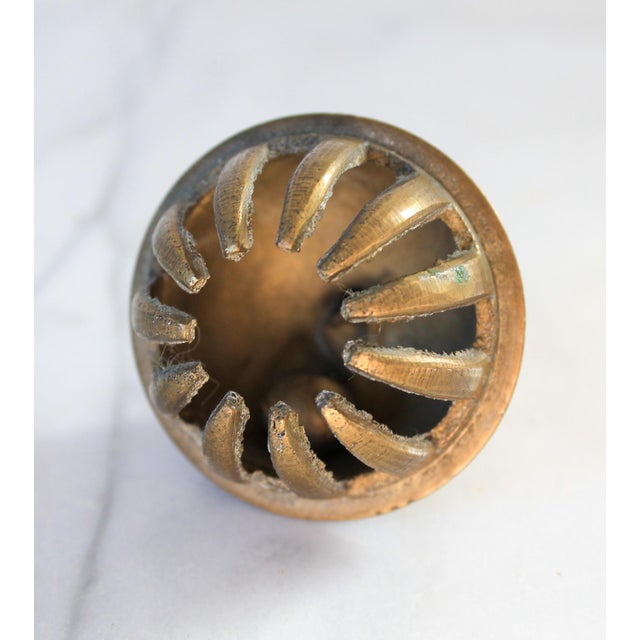 Metal Vintage Etched Brass Bell For Sale - Image 7 of 8