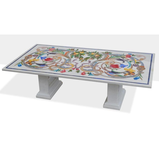 Coffee Table in White Marble Inlay from Cupioli Living For Sale - Image 9 of 9