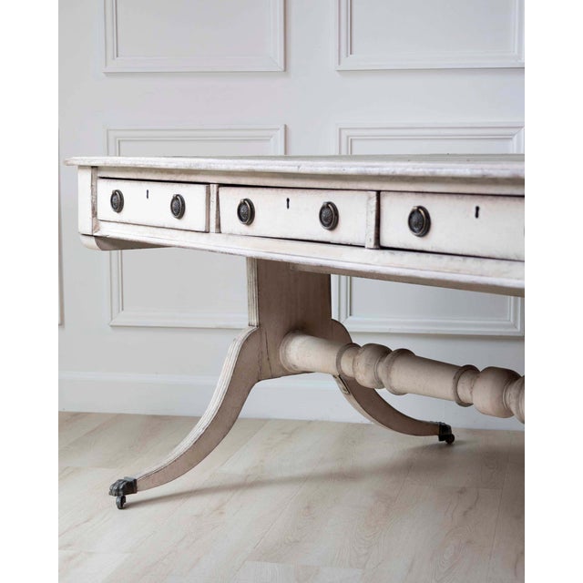 European Early 19th Century Partners Desk with Bronze Mounts and Leather Top For Sale - Image 12 of 14