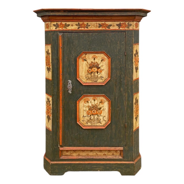 Petrol Green Painted Wardrobe, 1810 For Sale