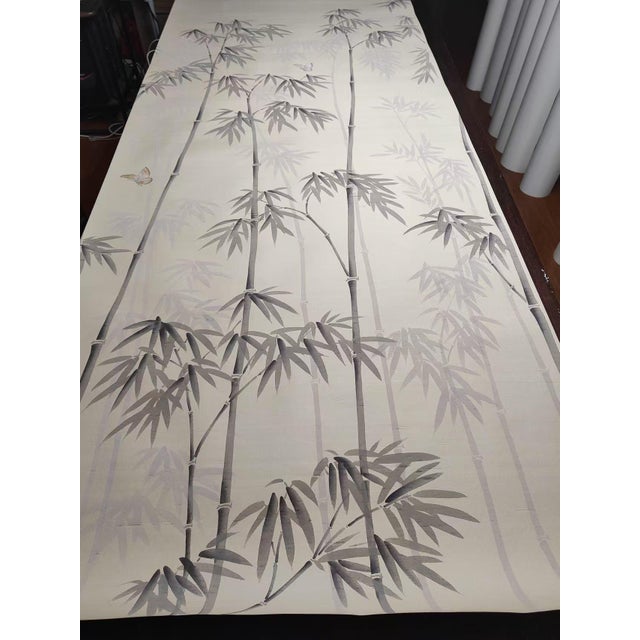 Beige Bamboo Chinoiserie Mural | 4-Panel Hand-Painted Wallpaper For Sale - Image 6 of 6