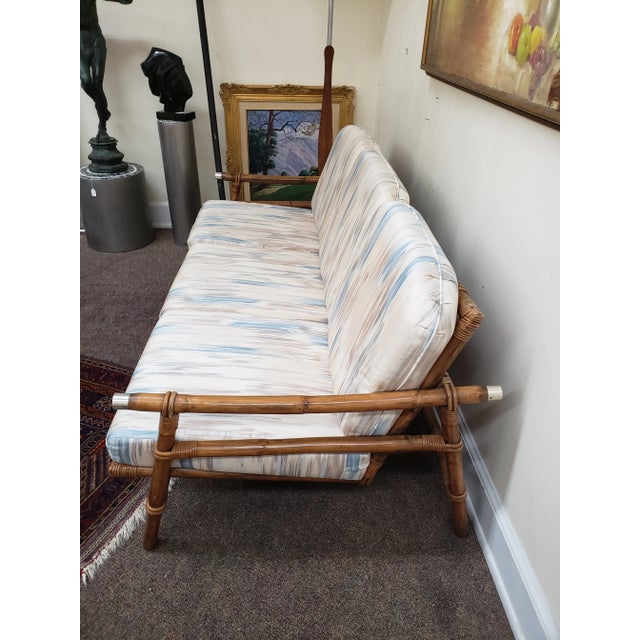 Asian 1950s Vintage John Wisner Ficks Reed Co. Far Horizon Rattan Sofa For Sale - Image 3 of 10