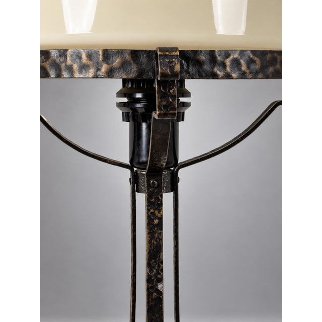 Early 20th Century Swedish Arts and Crafts Hammered Iron Table Lamp For Sale - Image 6 of 7