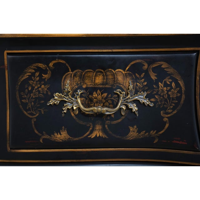 Harden Black Lacquer Chinoiserie Bombe Commode For Sale - Image 14 of 18