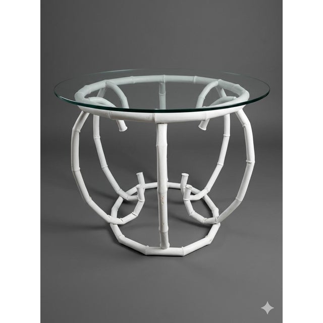 Vintage Mid Century Faux Bamboo Metal Coffee Cocktail Table For Sale In Naples, FL - Image 6 of 8