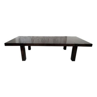 Monumental Minimalist Extendable Dining Table in High-Gloss Ebonized Hardwood For Sale
