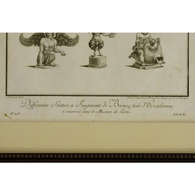 Pierre-Philippe Choffard and Benoît Louis Henriquez, Bronze Statues and Fragments from Herculaneum, Etching Print, Framed For Sale - Image 4 of 6