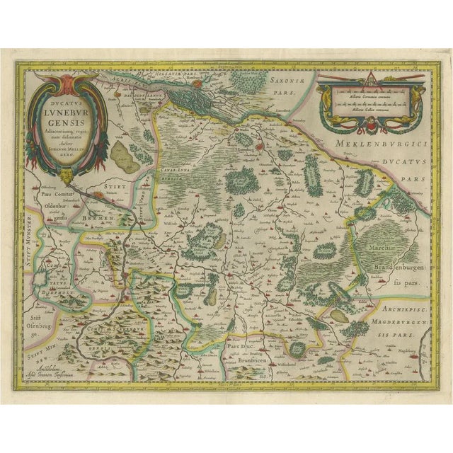 Antique Map of the Duchy of Lüneburg, Lower Saxony, Germany For Sale
