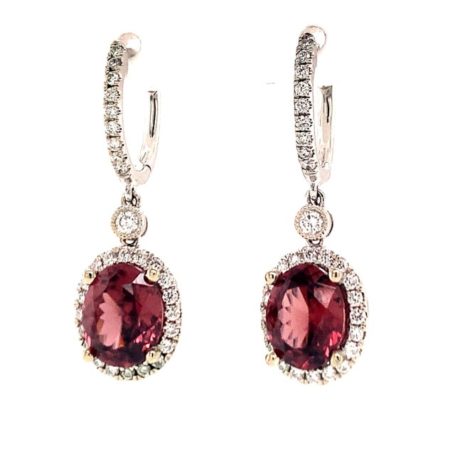 Natural Tourmaline Rubellite Diamond Earrings 18k Gold 6.62 TCW Certified For Sale - Image 14 of 14