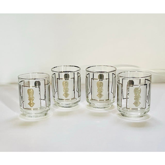 1970s Mid Century Modern Silver & White Juice Glasses - Set of Four For Sale - Image 4 of 7