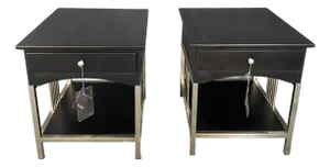 Pair of Stanley Side Table With Stainless Bases