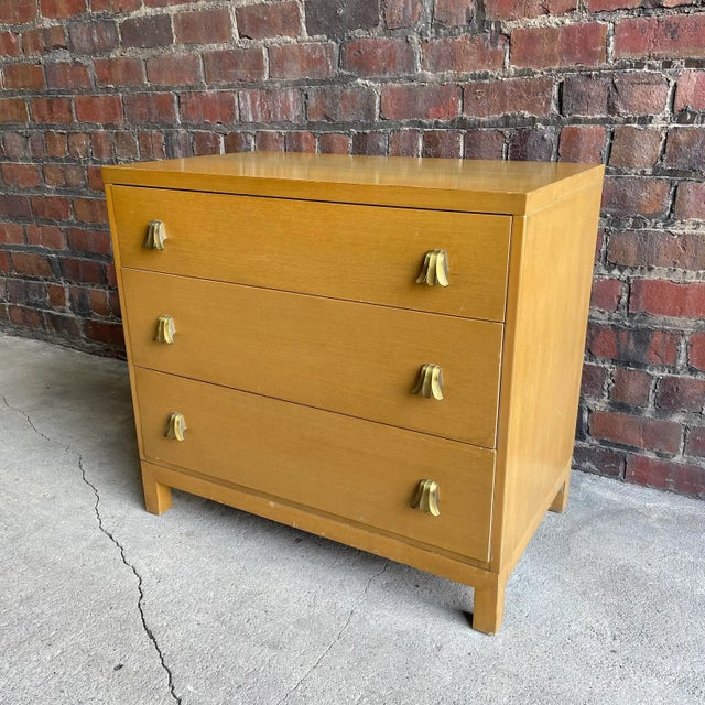 Mid Century Modern Widdicomb 3 Drawer Chest Cabinet With Brass Pulls For Sale - Image 13 of 13