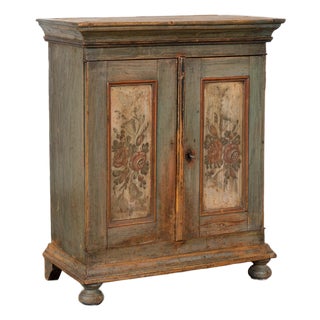 Swedish Original Painted Pine Sideboard Cabinet Dated 1808 For Sale