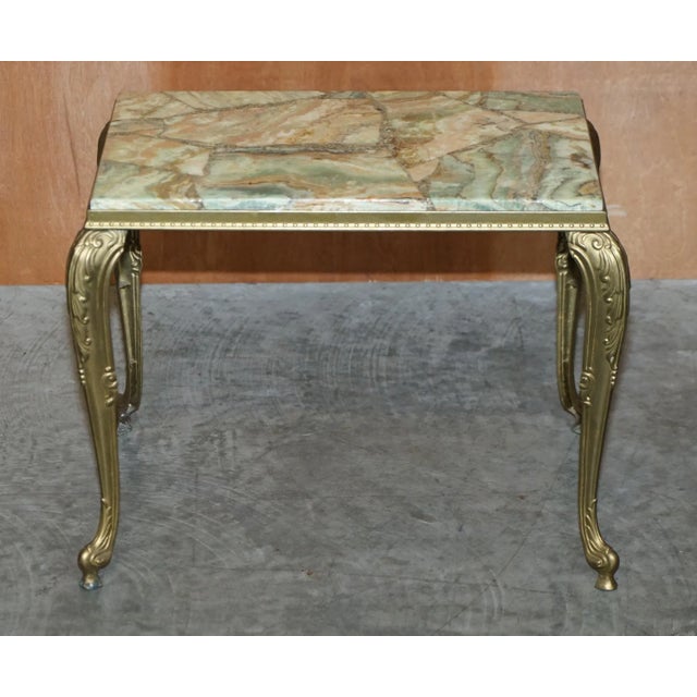 1940s Vintage French Brass & Onyx Nesting Tables, 1940s, Set of 3 For Sale - Image 5 of 17