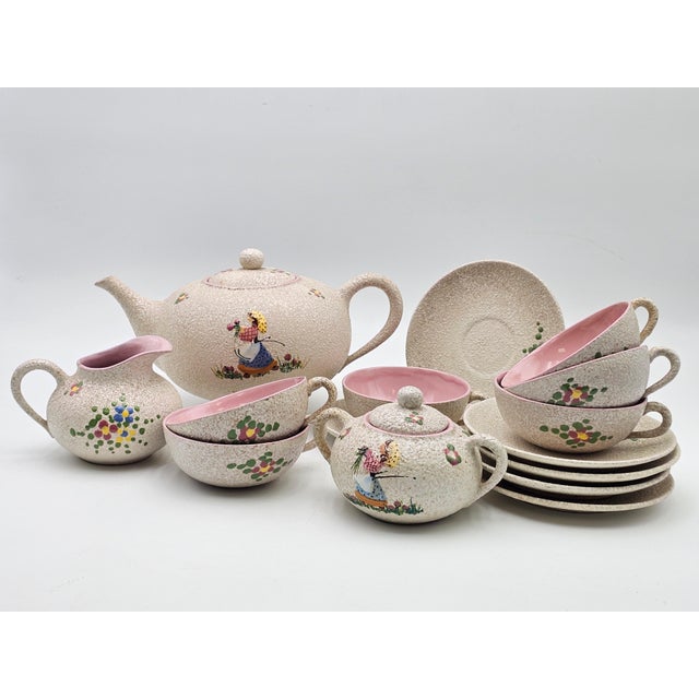Vintage Italian Majolica Tea Set by Lina Poggi for CEAS Albisola, 1940s, Set of 9 For Sale - Image 17 of 17