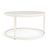 Brown Jordan Walter Lamb Aluminum 20" Round Occasional Table, Glass Top in Chalk For Sale