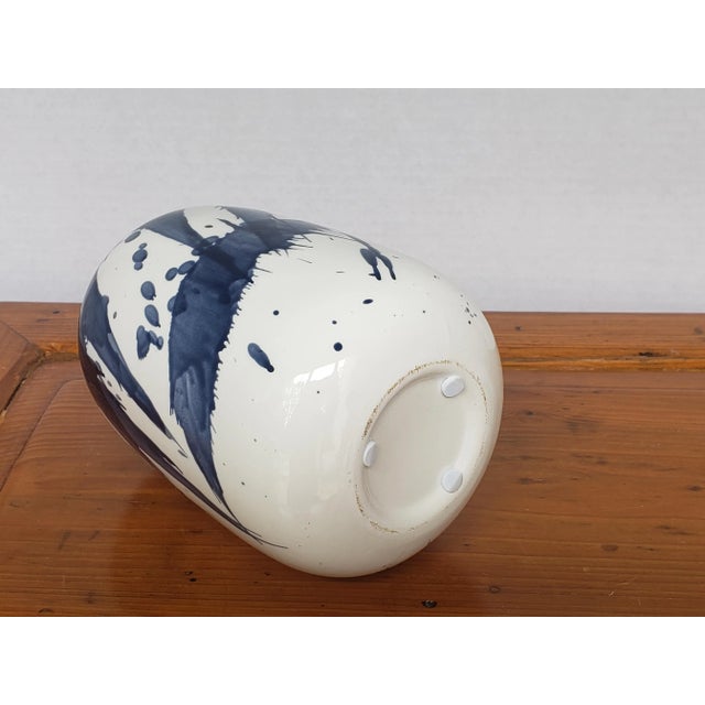 Contemporary Navy Brushstroke Ceramic Vase For Sale In Philadelphia - Image 6 of 7