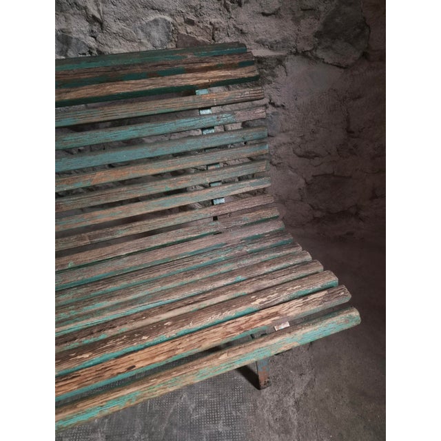 Rustic French Garden Bench in Wood and Iron, 1950s For Sale - Image 3 of 18