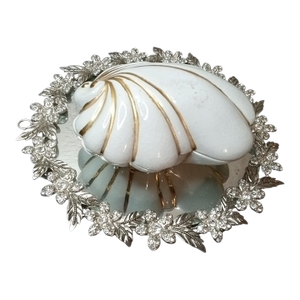 1960s Gorgeous Signed Ceramic Shell Shaped Trinket Box
