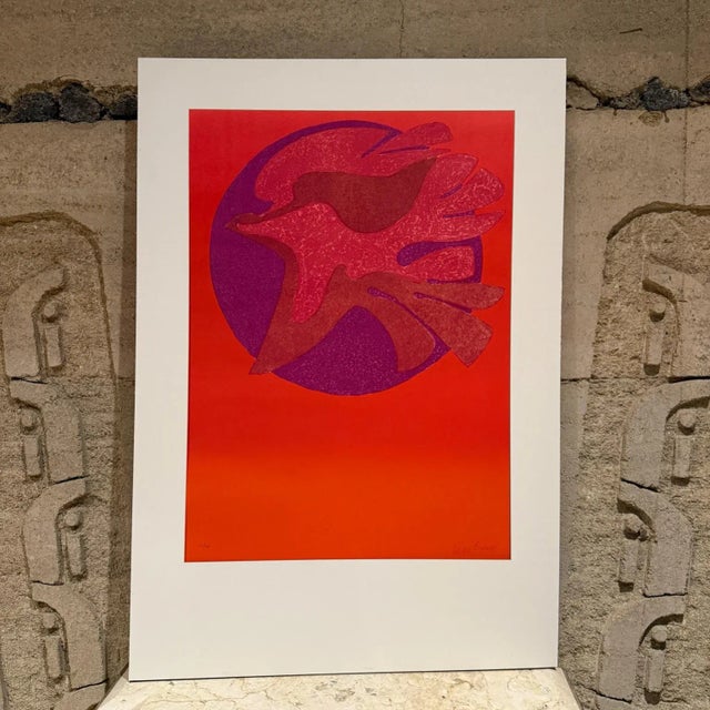 For your consideration, a Pedro Coronel colorful modern abstract dove lithograph. Unframed. Signed by Pedro Coronel lower...
