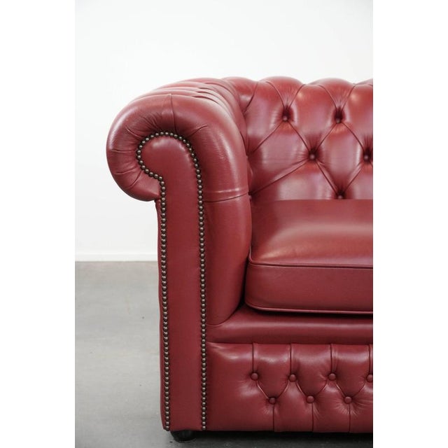 English Chesterfield 2.5 Seater Sofa and Chair in Cowhide Leather, Set of 2 For Sale - Image 10 of 18