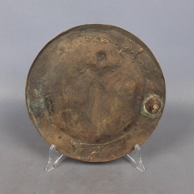 Gold Antique Bronze Medallion with High Relief Depicting the Goddess Nike, 1930s For Sale - Image 8 of 10