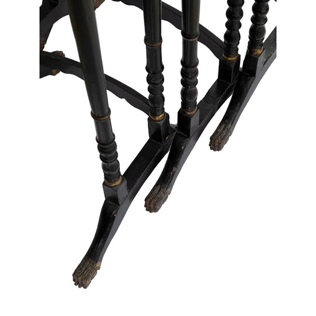 Antique Vintage Chinoiserie Ebonised Nest of Side Tables, 1890s, Set of 3 For Sale - Image 3 of 7