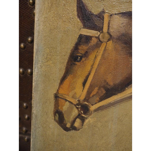 Olive The Hunter Jumper, Early 1900s Signed European Equestrian Oil on Canvas Painting For Sale - Image 8 of 18