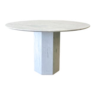 Vintage Postmodern Round Marble Dining Table For Sale