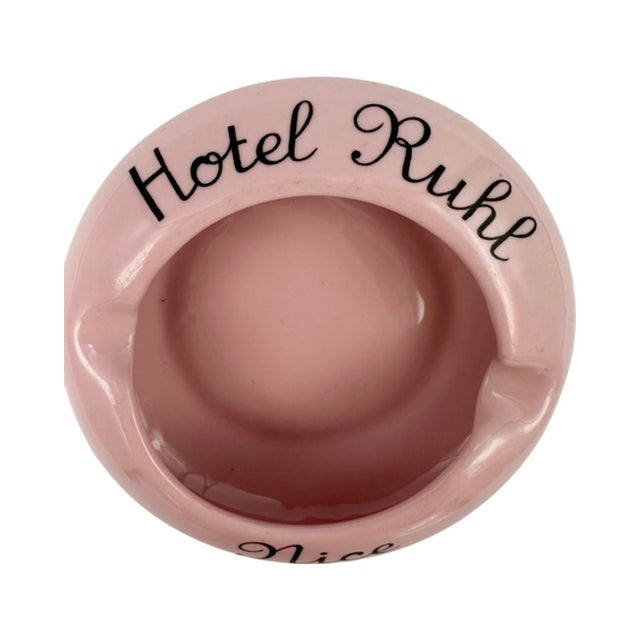 Mid-Century Modern Vintage 5-Star Hotel Ruhl Nice Ashtray France Pink Ceramic Catchall Dish For Sale - Image 3 of 10