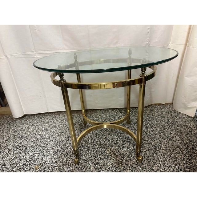 La Barge Hollywood Regency Brass Oval Table For Sale - Image 9 of 10