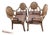 Vintage Bamboo Rattan Dining Armchair Metal Accents Set of 4 For Sale