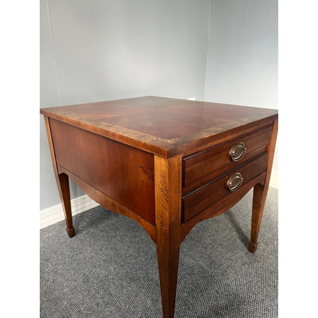 American Lane Mid Century Federal-Style Mahogany Side Table With Marquetry For Sale - Image 3 of 7