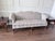 Formal Carved Mahogany Sofa – Cream & Gold Floral Damask Upholstery For Sale - Image 4 of 4