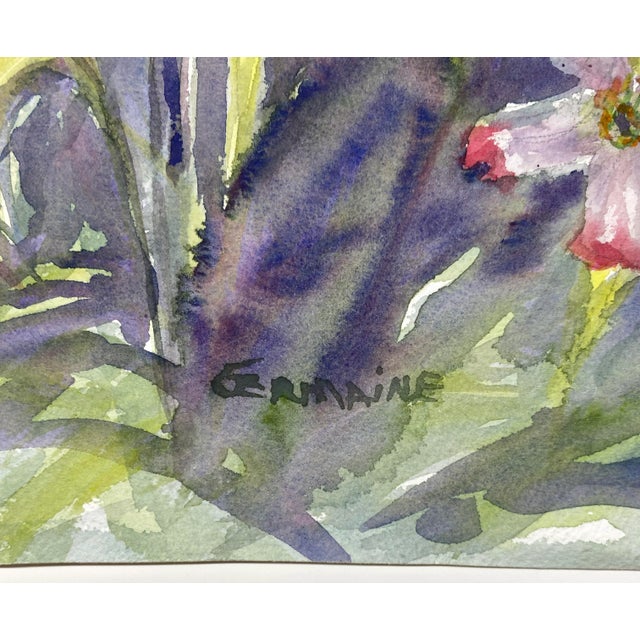 Impressionist Floral Still Life Watercolor by Germaine For Sale - Image 4 of 7