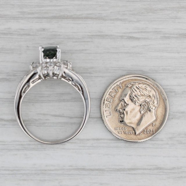 Blue 1.69ctw Blue Sapphire Diamond Halo Ring 18k White Gold Size 5.5 For Sale - Image 8 of 9