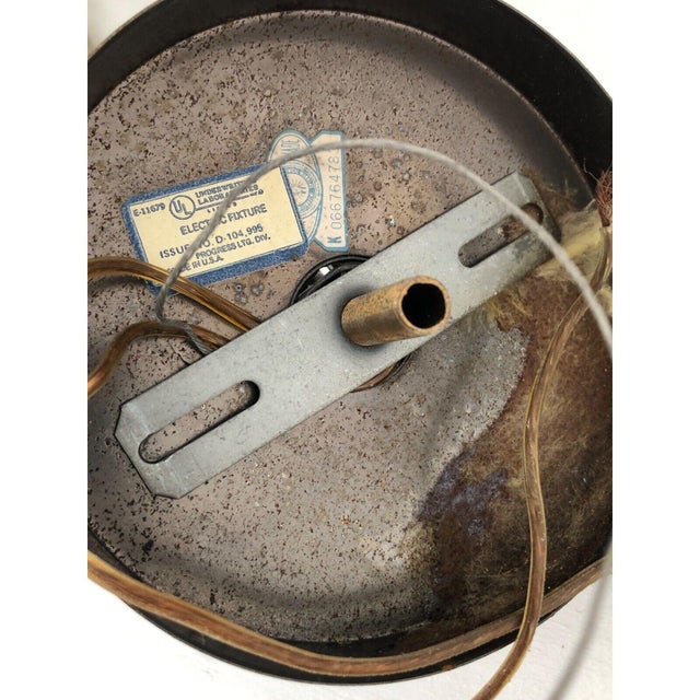 Mid 20th Century Vintage Brass Octagon Glass Light Fixture For Sale - Image 9 of 12