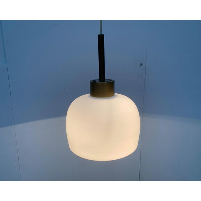 Mid-Century Danish Brass and Glass Pendant For Sale - Image 11 of 18