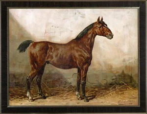 Holsteiner Horse by Eerelman Framed in Italian Wood Vener Moulding