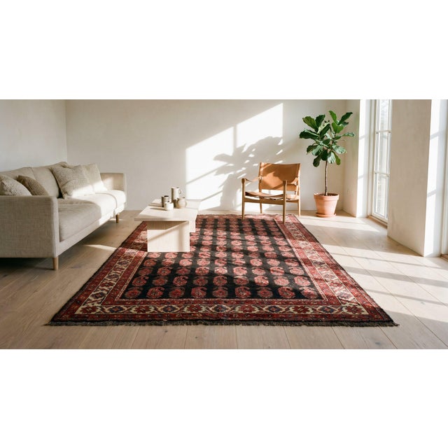 Textile 1900s Brown Paisley Tribal Antique Persian Kurdish Rug 4'2"x 7'6" Handknotted Wool Carpet For Sale - Image 7 of 9