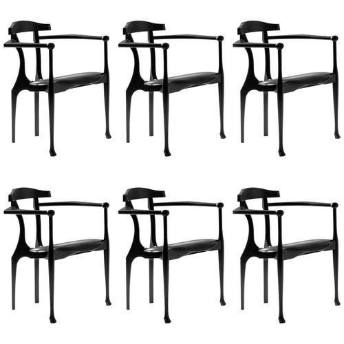 Mid-Century Modern Black Gaulino Spanish Easy Chairs by Oscar Tusquets, 2010, Set of 6 For Sale - Image 10 of 10