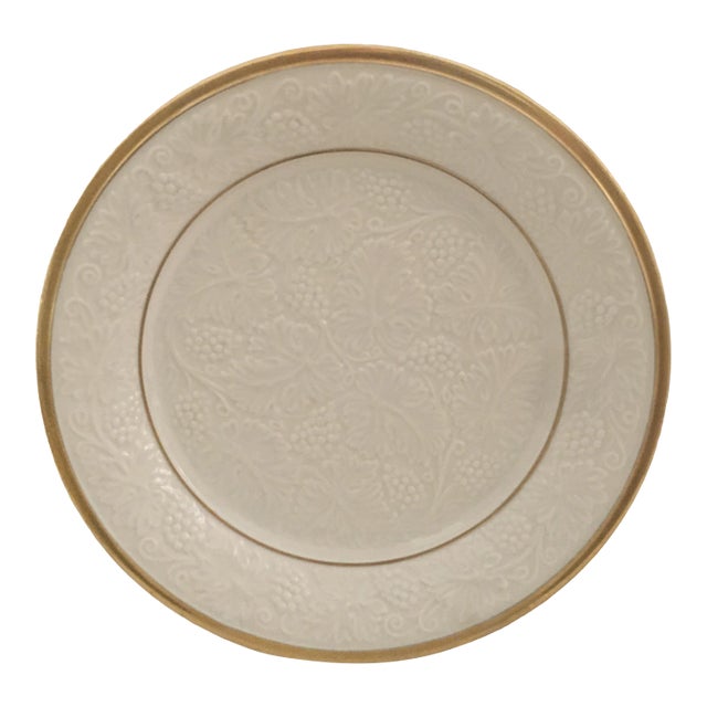 1980s Lenox 14 Kt Gold Trim Round Grape Platter For Sale