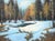 Snowy Creek in Hope Valley - Landscape in Oil on Masonite Detailed winter scene by American artist Dean Packer (b. 1933)....
