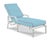 Traditional Haven Outdoor Chaise in Canvas Air Blue with Canvas Jockey Red Welt For Sale - Image 3 of 4